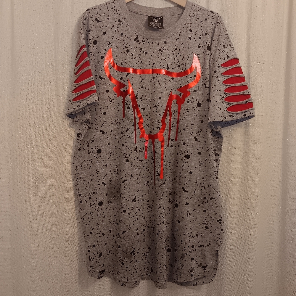 🙂 SWITCH Bull Foil Paint Splatter T Shirt  Mens SZ XXL